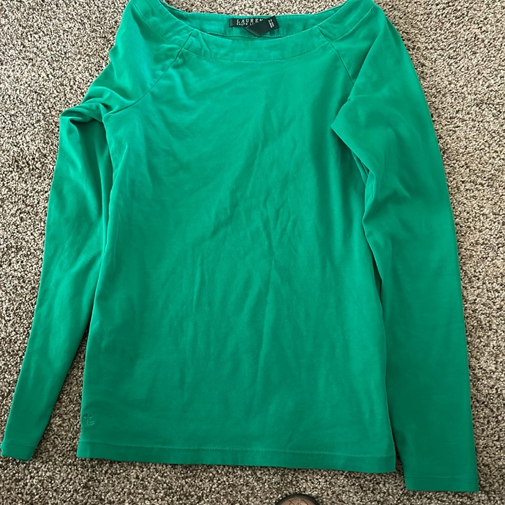 Ralph Lauren, long sleeve green T-shirt, size medium